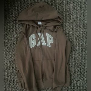 Brown and tan gap zip up hoodie